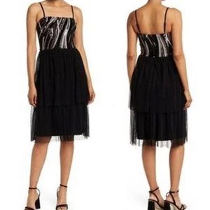 Dress the Population Tulle Midi Sequin Dress